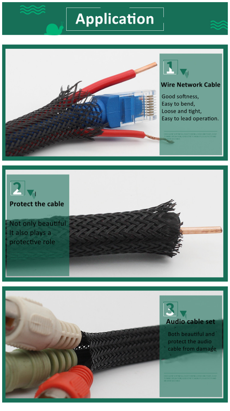 Tube Power Cord Wire Cover Cable Sleeve Protector Sheath Mesh 6mm 2m