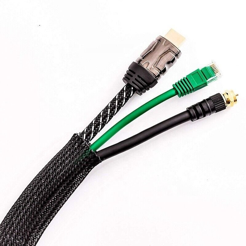 Tube Power Cord Wire Cover Cable Sleeve Protector Sheath Mesh 6mm 2m