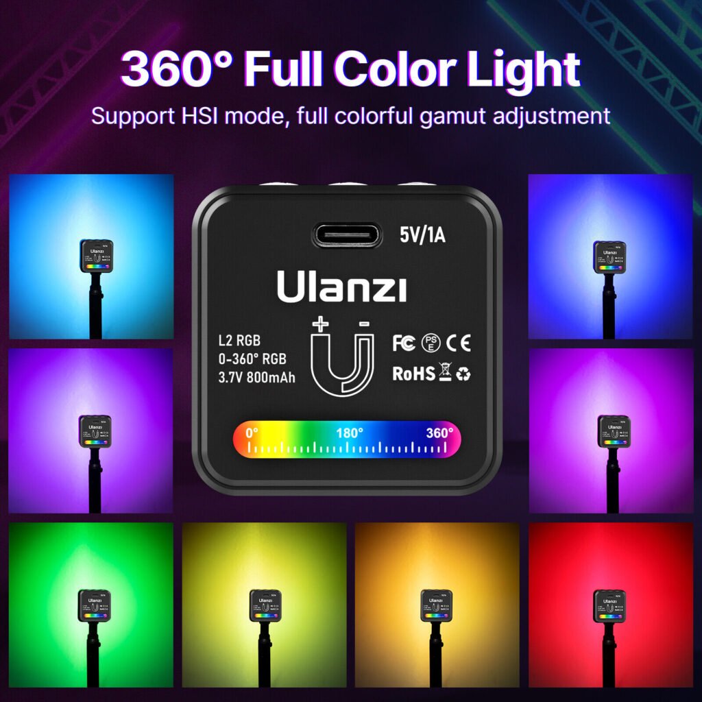 ULANZI L2 RGB Mini Video Light LED Camera 360° Full Color Portable ...