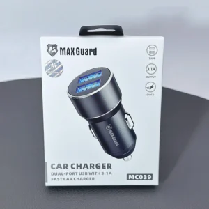 Car Charger Cigarette Port Maxguard 3.1A Dual Output USB-A Fast Charger