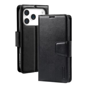 iPhone 17 Pro Case Hanman PU Flip Leather Wallet Black