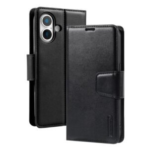 iPhone 17 Case Hanman PU Flip Leather Wallet Black