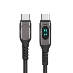 USB C to USB C Nylon Braided Cable 70W PD with Amp LED Display 2m